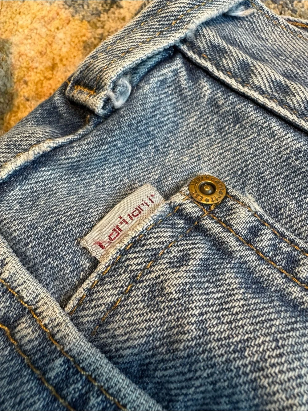 Carhartt Mens Traditional Fit Straight Leg Blue Denim Jeans B480 DPS Distressed